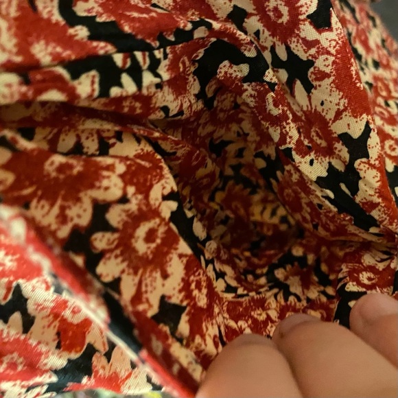 Free People Small Black Lace-up Mini Dress With Red Floral Pattern - Picture 14 of 16